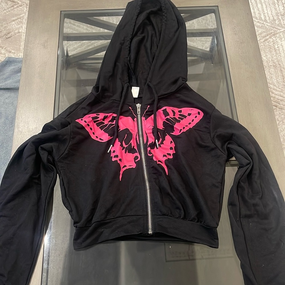 Women’s Y2K Cropped Butterfly Sweatshirt
